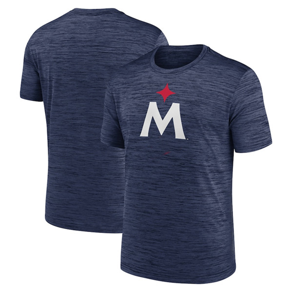 Men's Minnesota Twins Navy Team Logo Velocity Practice Performance T-Shirt
